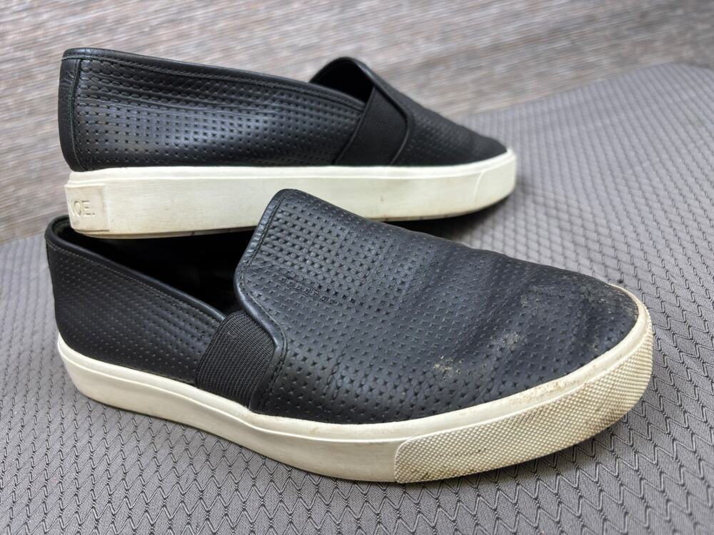 Vince Women's Perforated Slip Ons Loafers Shoes Blair Size 6M Leather Black